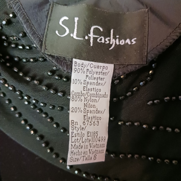 SL FASHIONS BLACK VELVET DRESS SIZE 8 - Picture 5 of 8